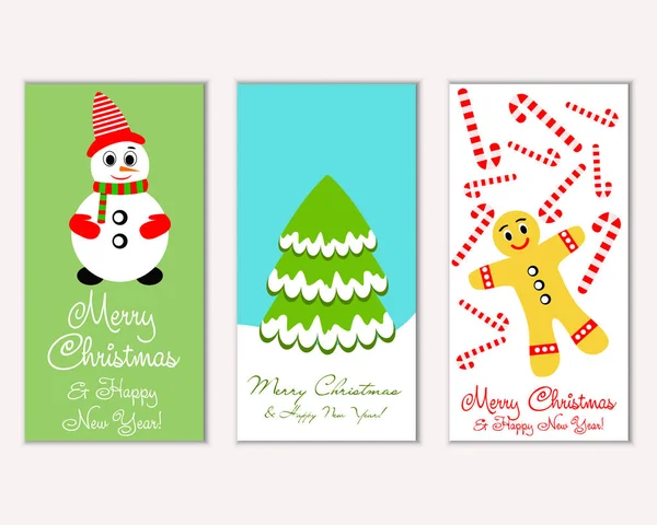 Feliz Navidad Feliz Año Nuevo Tarjetas Felicitación — Vector de stock