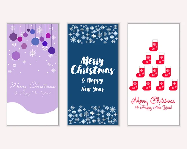 mutlu Noeller ve mutlu yeni yıl tebrik kartları vektör çizim