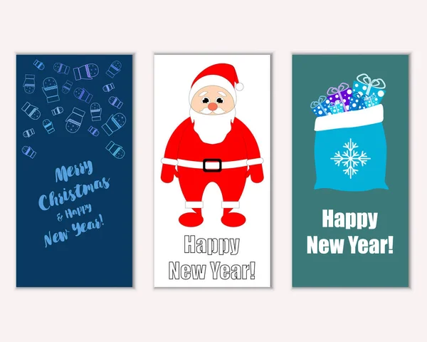 Merry Christmas Happy New Year Greeting Cards — Stock Vector