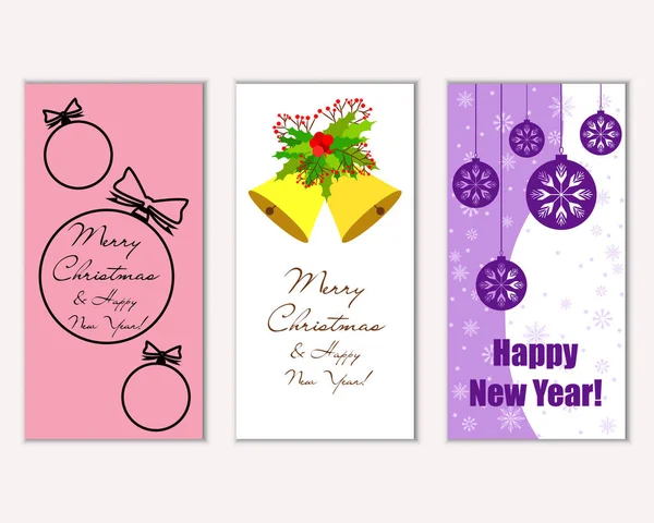 五颜六色的圣诞卡与新年装饰 向量例证 — 图库矢量图片