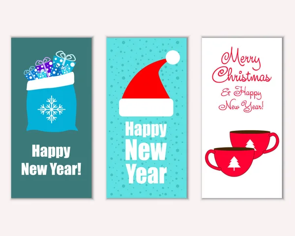 Feliz Natal Feliz Ano Novo Cartões Saudação —  Vetores de Stock