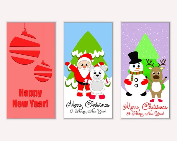 Ilustração Vetorial Feliz Natal Feliz Ano Novo Cartões Saudação —  Vetores de Stock