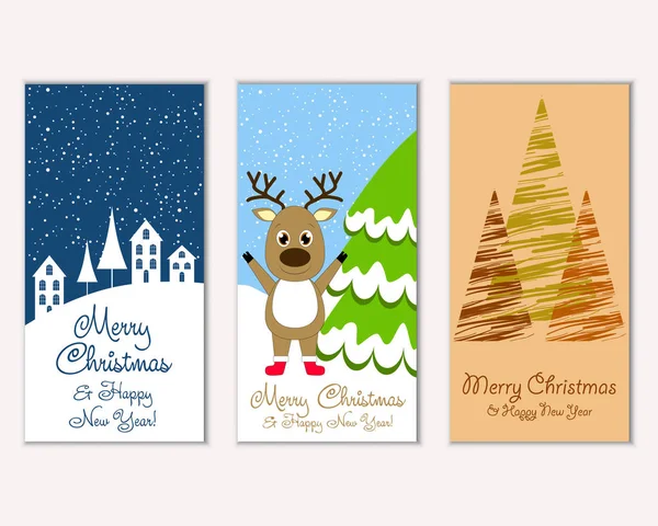 Vector Illustration Winter Holidays Greeting Cards — Stock Vector