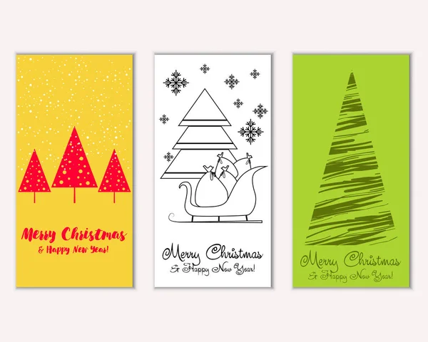 Mutlu Noeller ve mutlu yeni yıl tebrik kartları. Vektör çizim     