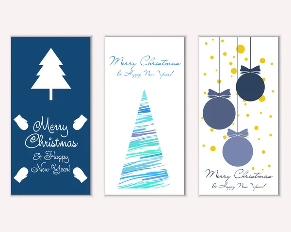 Tarjetas Navidad Coloridas Con Decoraciones Año Nuevo Ilustración Vectorial — Vector de stock