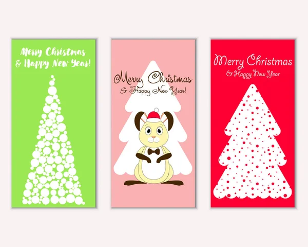 Cartes Noël Colorées Avec Décorations Nouvel Illustration Vectorielle — Image vectorielle