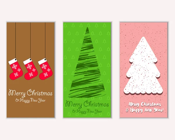Kellemes Karácsonyi Ünnepeket Boldog Évet Üdvözlő Kártyák Vektoros Illusztráció — Stock Vector