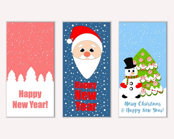 Merry Christmas Happy New Year Greeting Cards — Stock Vector