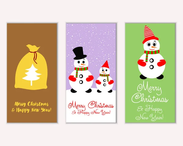 Merry Christmas Happy New Year Greeting Cards Vector Illustration — Stock Vector