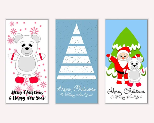Renkli Noel Kartları Ile Yeni Yıl Süslemeleri Illüstrasyon Vektör — Stok Vektör