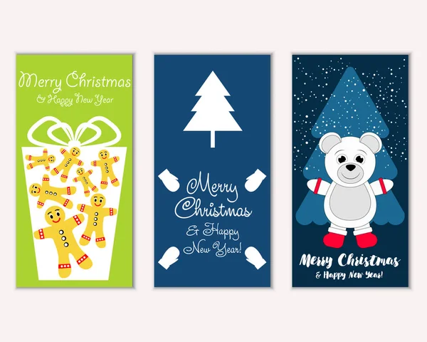 Cartes Noël Colorées Avec Décorations Nouvel Illustration Vectorielle — Image vectorielle