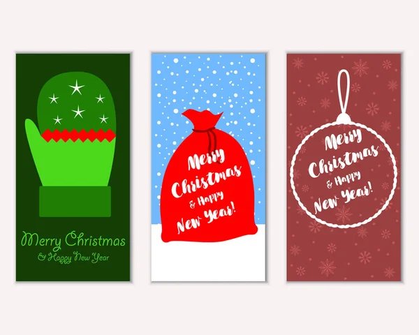 Feliz Navidad Feliz Año Nuevo Tarjetas Felicitación — Vector de stock