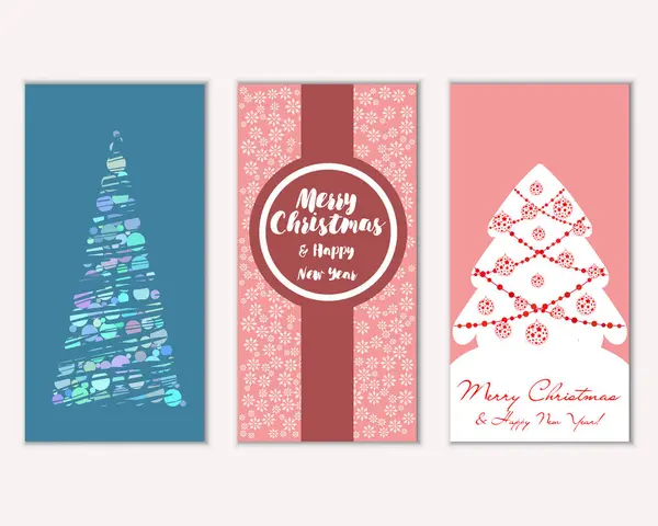 Feliz Navidad Feliz Año Nuevo Tarjetas Felicitación — Vector de stock