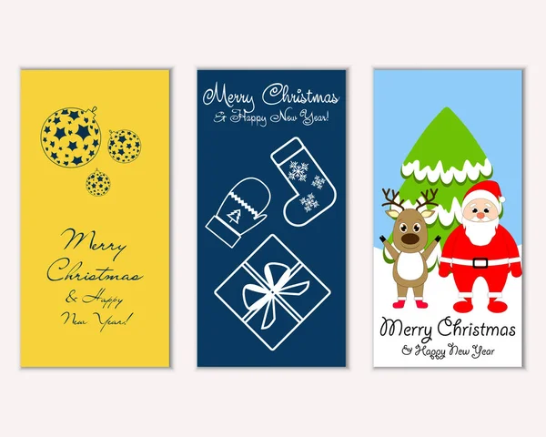 Színes Karácsonyi Kártyák Évet Dekorációt Santa Claus Vektoros Illusztráció — Stock Vector