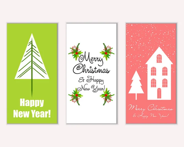 圣诞快乐和新年贺卡的矢量插图 — 图库矢量图片