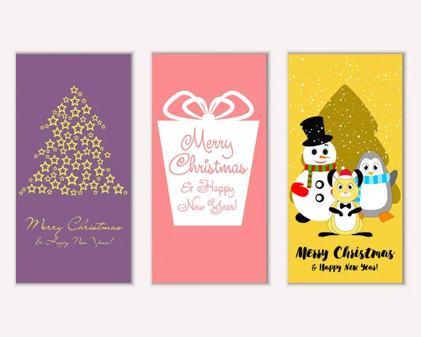 mutlu Noeller ve mutlu yeni yıl tebrik kartları vektör çizim     