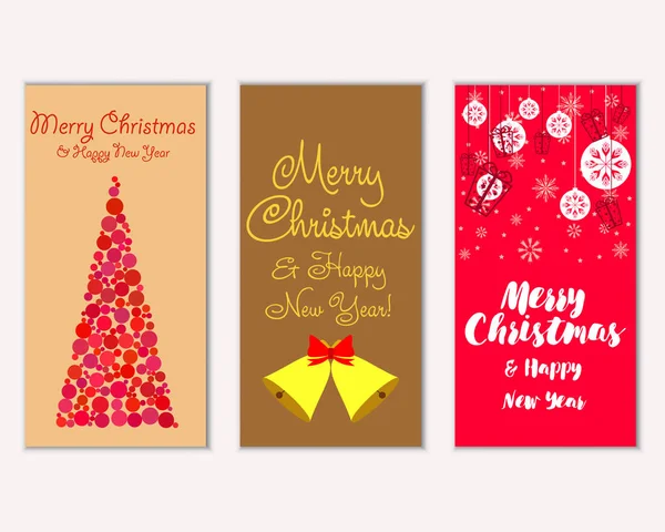 Καλά Χριστούγεννα Και Ευτυχισμένο Νέο Έτος Ευχετήριες Κάρτες Εικονογράφηση Διάνυσμα — Διανυσματικό Αρχείο