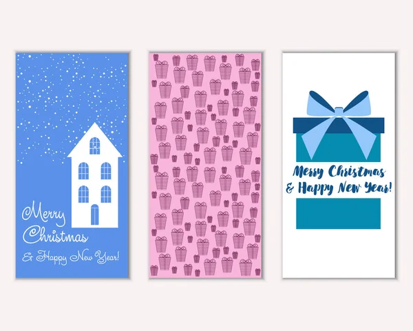 mutlu Noeller ve mutlu yeni yıl tebrik kartları vektör çizim     