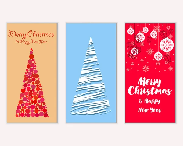 Feliz Natal Feliz Ano Novo Cartões Saudação Ilustração Vetorial —  Vetores de Stock