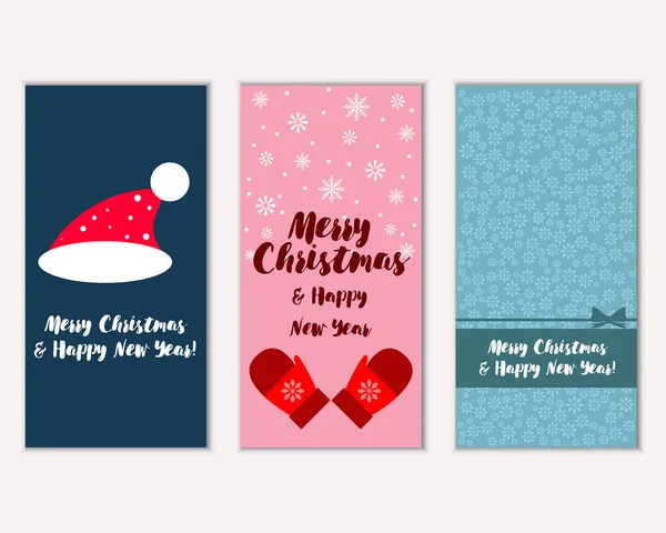 Tarjetas Navidad Coloridas Con Decoraciones Año Nuevo Ilustración Vectorial — Vector de stock