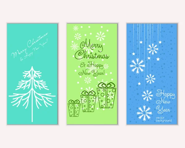 Feliz Navidad Feliz Año Nuevo Tarjetas Felicitación — Vector de stock