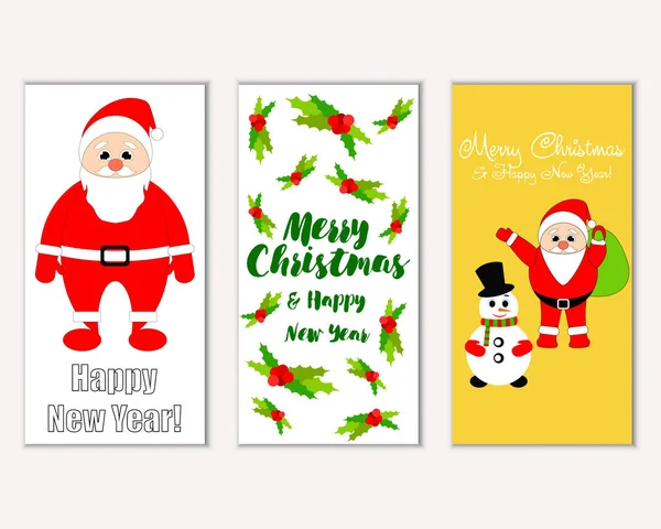 mutlu Noeller ve mutlu yeni yıl tebrik kartları vektör çizim       