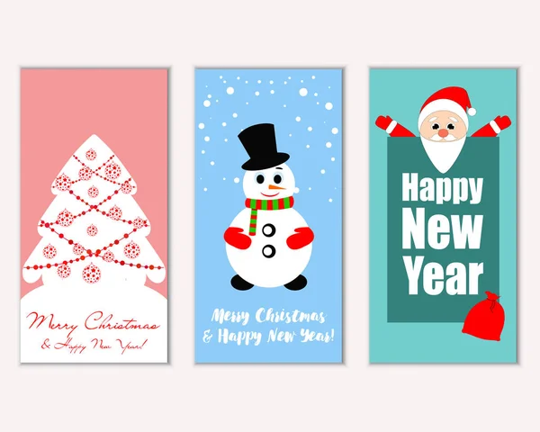 Feliz Natal Feliz Ano Novo Cartões Saudação — Vetor de Stock
