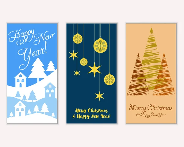 Vector Illustration Winter Holidays Greeting Cards — Stock Vector