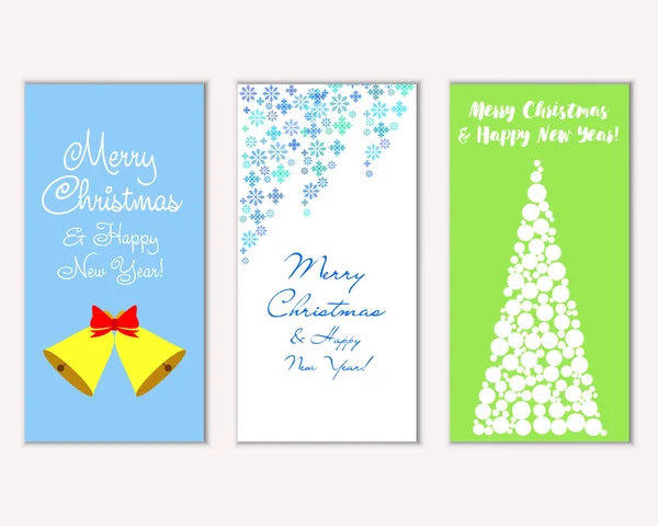 Cartões Natal Coloridos Com Decorações Ano Novo Ilustração Vetorial —  Vetores de Stock