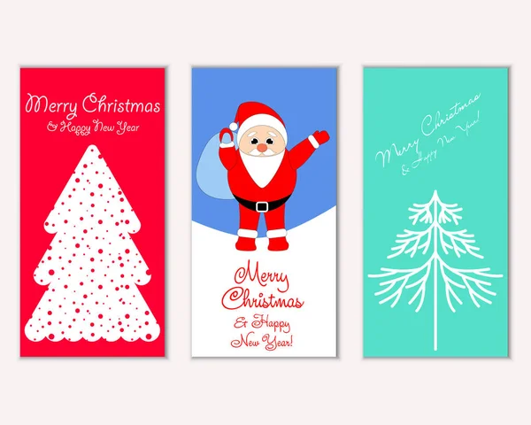 Merry Christmas Happy New Year Greeting Cards — Stock Vector