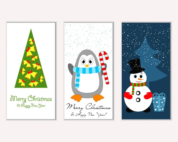 Mutlu Noeller ve mutlu yeni yıl tebrik kartları. Vektör çizim   