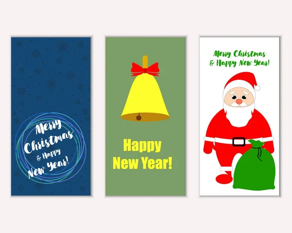 Merry Christmas Happy New Year Greeting Cards — Stock Vector