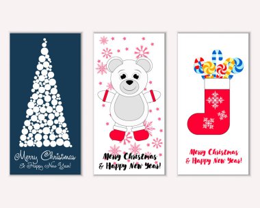 vektör çizim kış tatil tebrik kartları