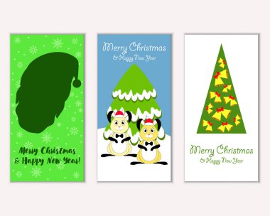 Renkli Noel kartları ile yeni yıl süslemeleri, illüstrasyon vektör