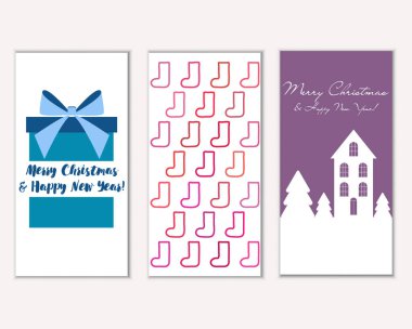 mutlu Noeller ve mutlu yeni yıl tebrik kartları vektör çizim     