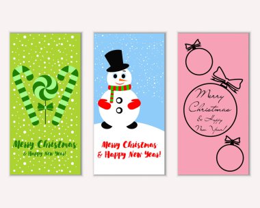 mutlu Noeller ve mutlu yeni yıl tebrik kartları vektör çizim