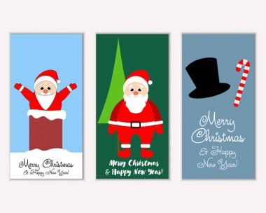 mutlu Noeller ve mutlu yeni yıl tebrik kartları vektör çizim