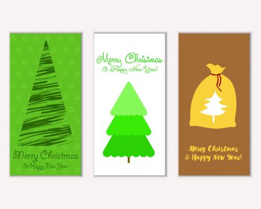 Mutlu Noeller ve mutlu yeni yıl tebrik kartları. Vektör çizim 