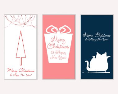 mutlu Noeller ve mutlu yeni yıl tebrik kartları vektör çizim     