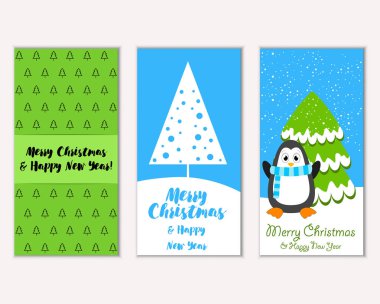 Mutlu Noeller ve mutlu yeni yıl tebrik kartları. Vektör çizim 