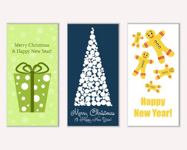 vektör çizim kış tatil tebrik kartları