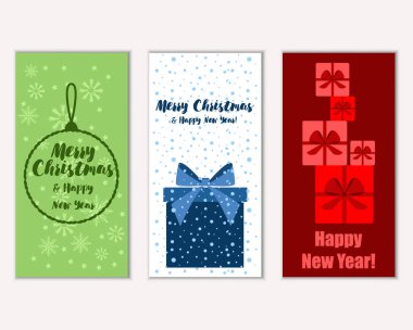 mutlu Noeller ve mutlu yeni yıl tebrik kartları vektör çizim      