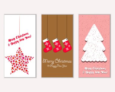 Mutlu Noeller ve mutlu yeni yıl tebrik kartları. Vektör çizim 