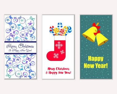 vektör çizim kış tatil tebrik kartları