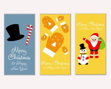 mutlu Noeller ve mutlu yeni yıl tebrik kartları vektör çizim       