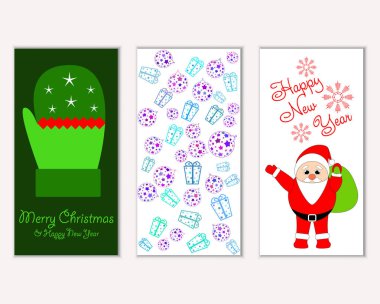 vektör çizim kış tatil tebrik kartları