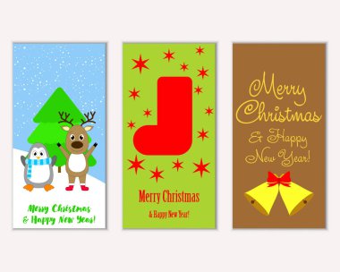 vektör çizim kış tatil tebrik kartları