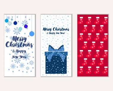 mutlu Noeller ve mutlu yeni yıl tebrik kartları vektör çizim      