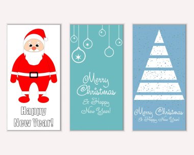 mutlu Noeller ve mutlu yeni yıl tebrik kartları vektör çizim       
