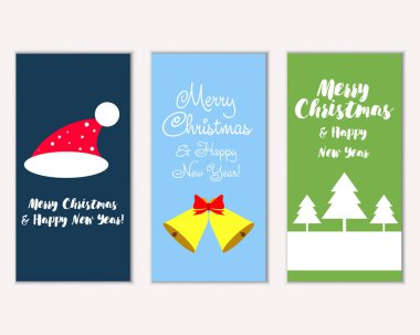 mutlu Noeller ve mutlu yeni yıl tebrik kartları vektör çizim
